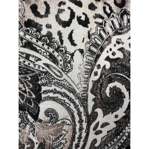 Chico’s Black White Animal Paisley Print Top Women’s Size 2/L/12 3/4 Sleeve - Picture 5 of 9
